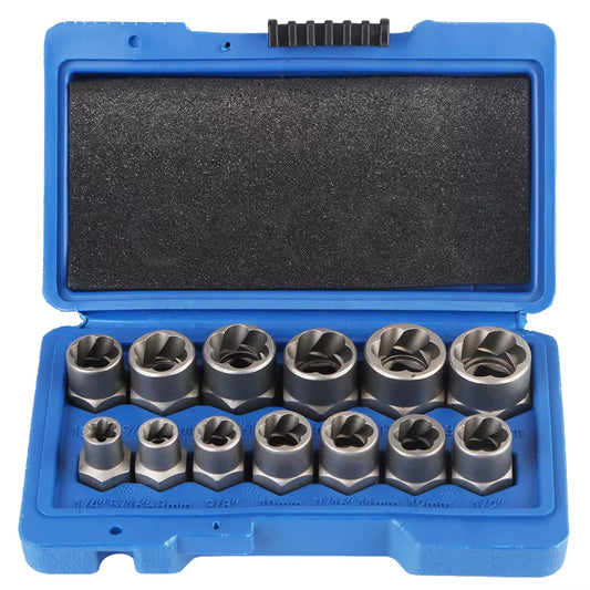 Damaged Screw Extractor Hand Tools 14Pcs Bolt Nut Remover Socket Set Cr-Mo Steel Car Tool Kit 6.35Mm-19Mm
