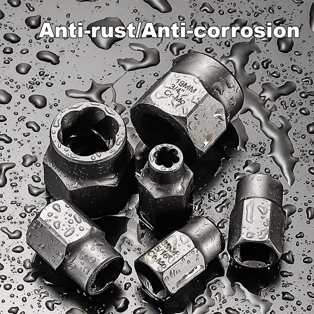 Damaged Screw Extractor Hand Tools 14Pcs Bolt Nut Remover Socket Set Cr-Mo Steel Car Tool Kit 6.35Mm-19Mm
