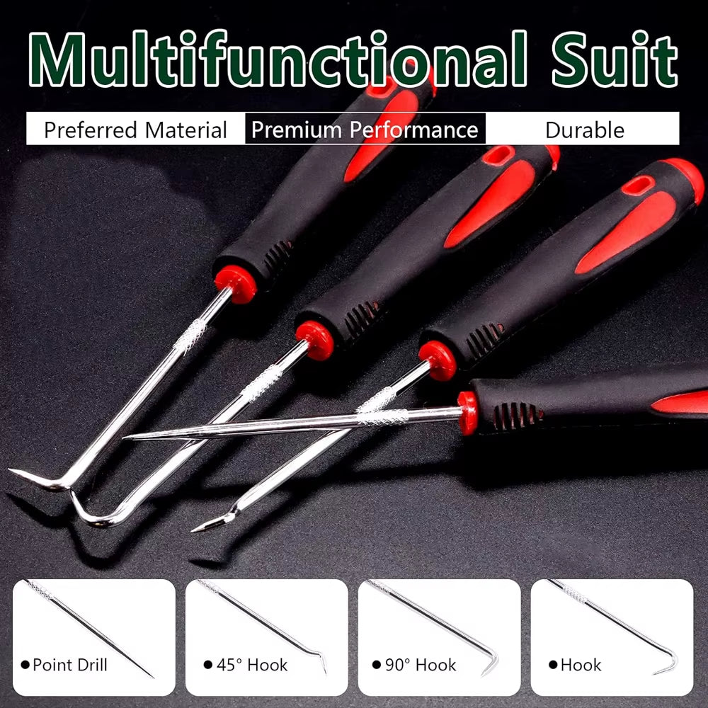 Car Auto Vehicle Oil Seal Screwdrivers Set O-Ring Seal Gasket Puller Remover Pick Hooks Tools Sealing Repair Tools 16Cm 4Pcs