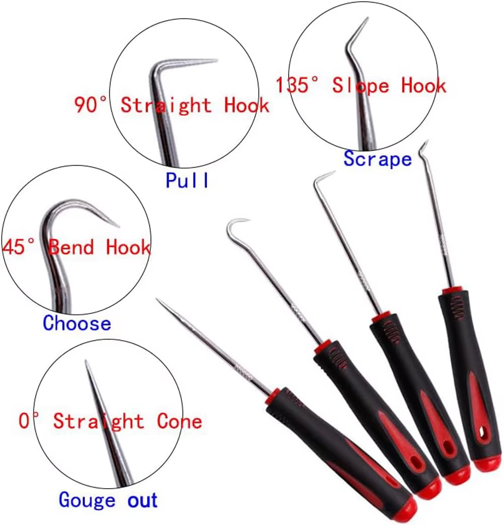 Car Auto Vehicle Oil Seal Screwdrivers Set O-Ring Seal Gasket Puller Remover Pick Hooks Tools Sealing Repair Tools 16Cm 4Pcs