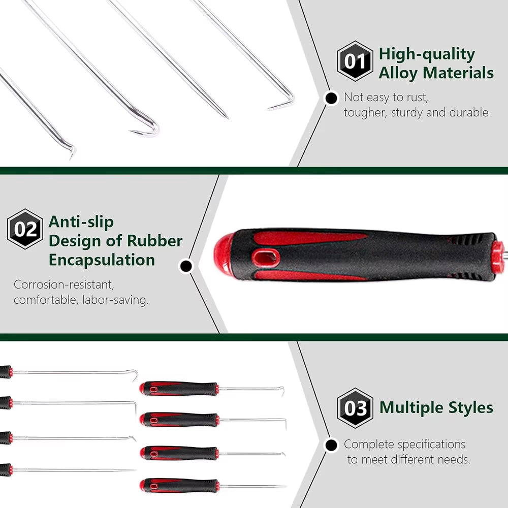 Car Auto Vehicle Oil Seal Screwdrivers Set O-Ring Seal Gasket Puller Remover Pick Hooks Tools Sealing Repair Tools 16Cm 4Pcs